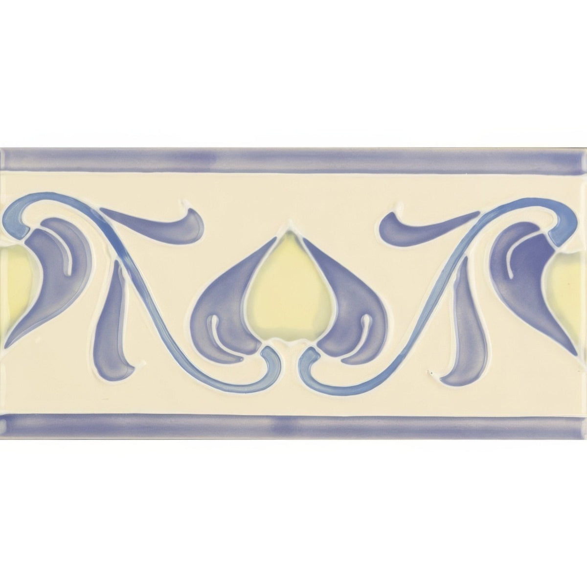 Lilium flower Border Tube-Lined Single Tile on County White – pattern detail (2)