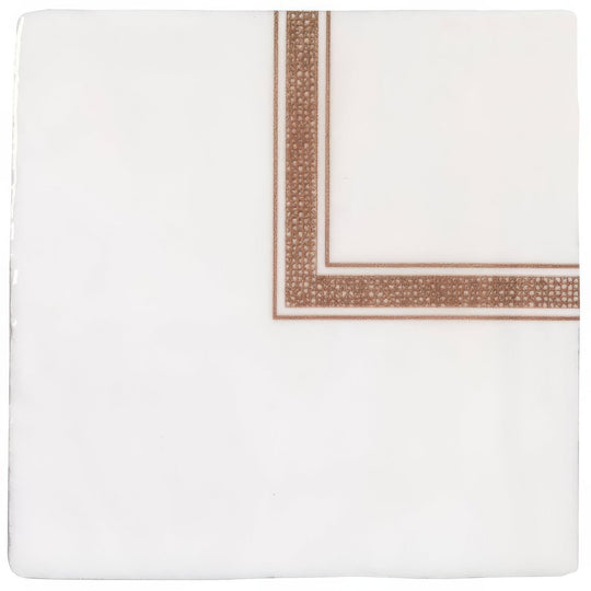 White ceramic napkin with textured rose gold border from linen corner sepia on cotton collection