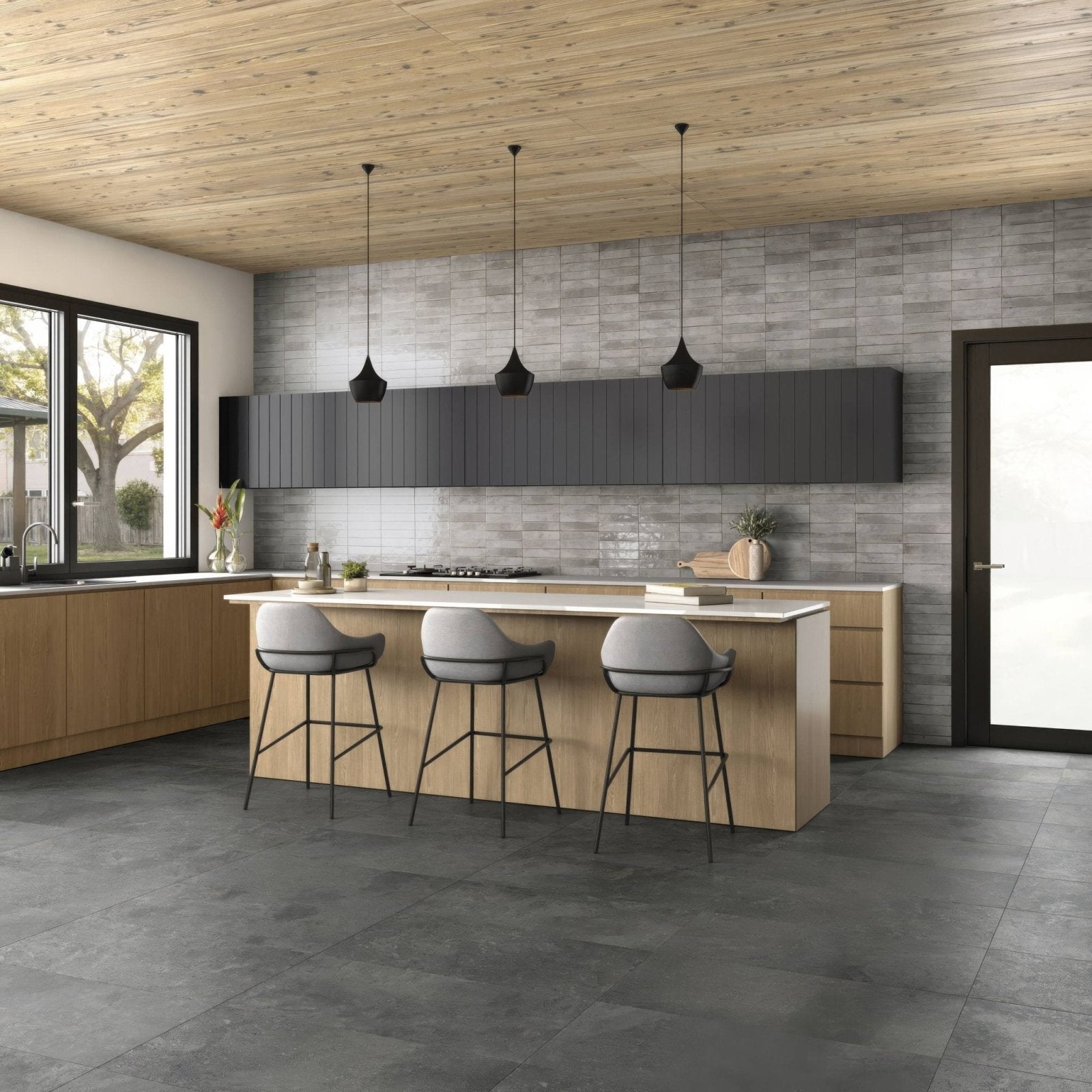 Modern gray lisbon grey shine bar stools with black metal frames and upholstered seats for stylish seating