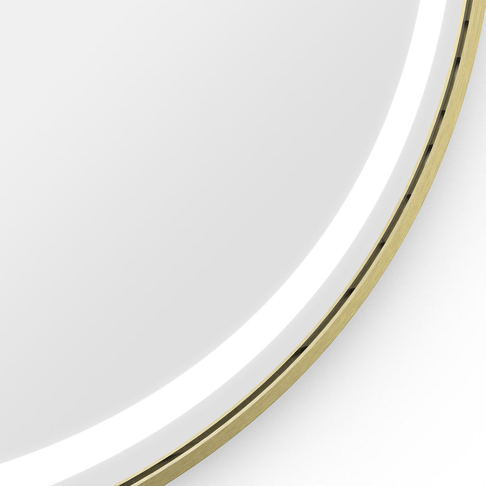 Lomax Light Round Mirror 70cm in Brushed Brass - Origins Living, view 4