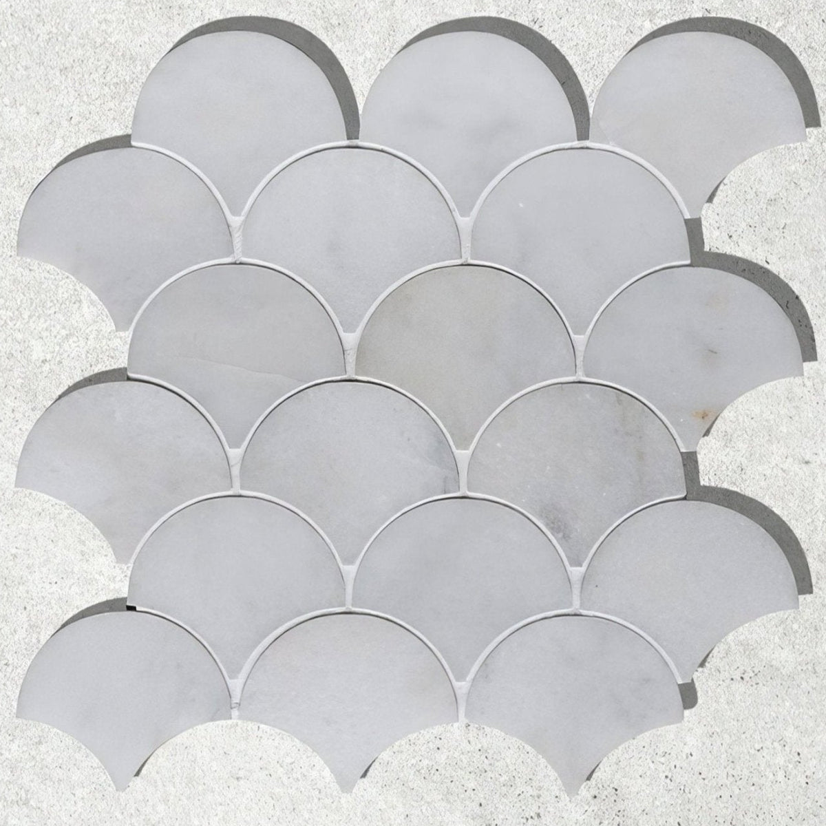 Long Island Marble Scallop Mosaic shown as flooring