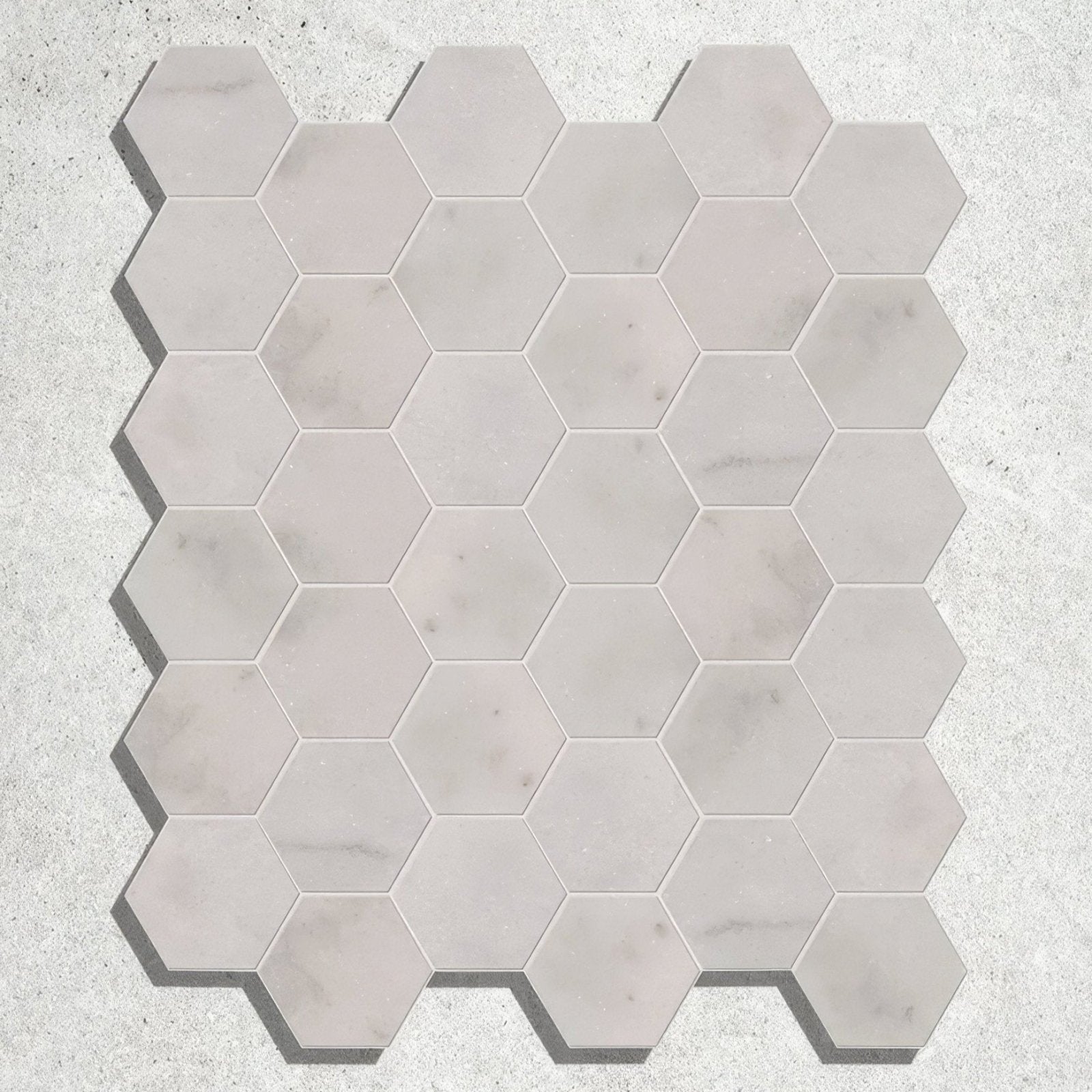 Long island marble small hexagon mosaic light gray marble tiles with subtle veining for elegant wall and floor decor