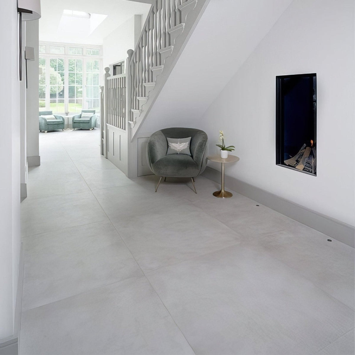 Louvre Porcelain Blanc 80 x 80cm – pattern detail