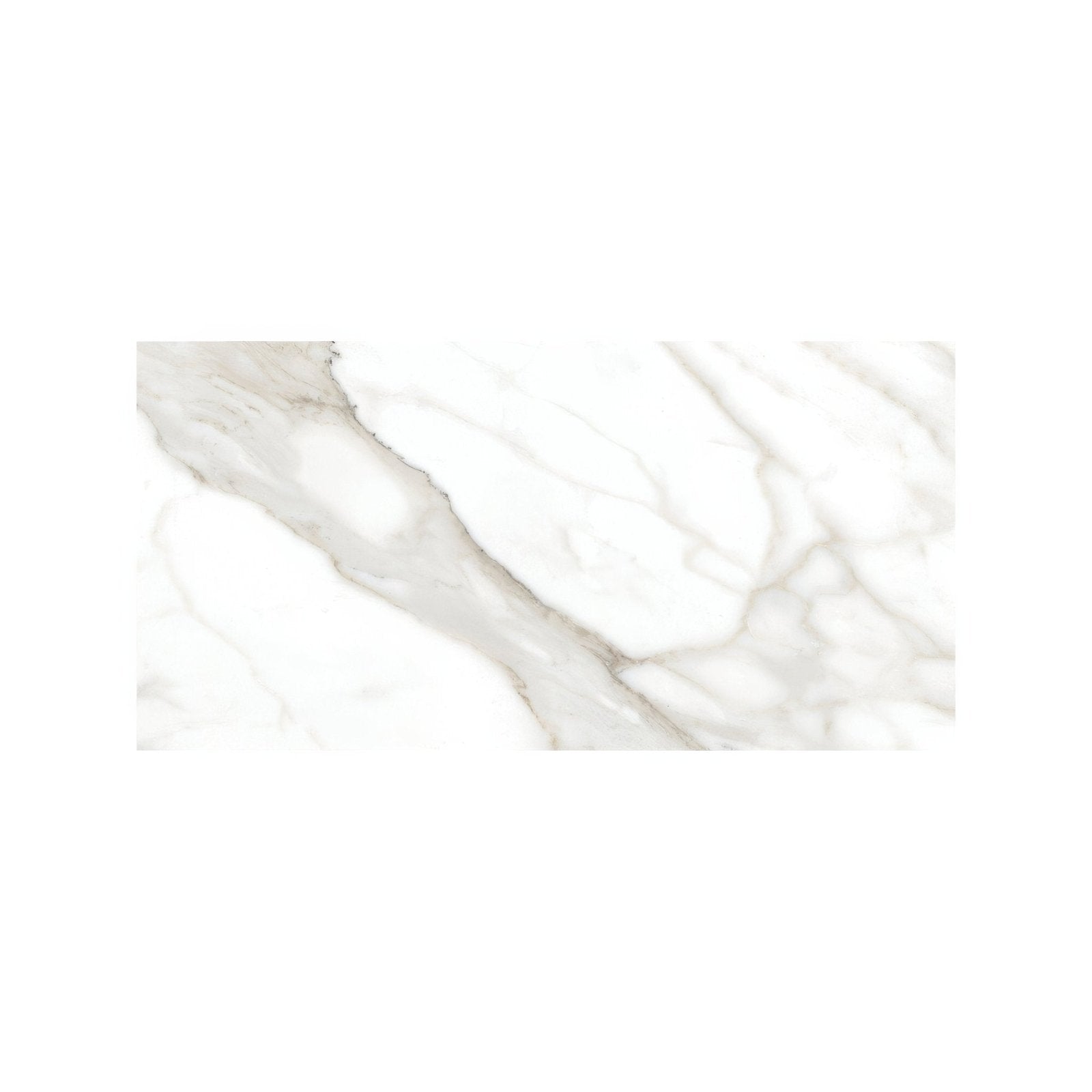 Lucca Calacatta Noble white marble-effect tile with flowing grey veining