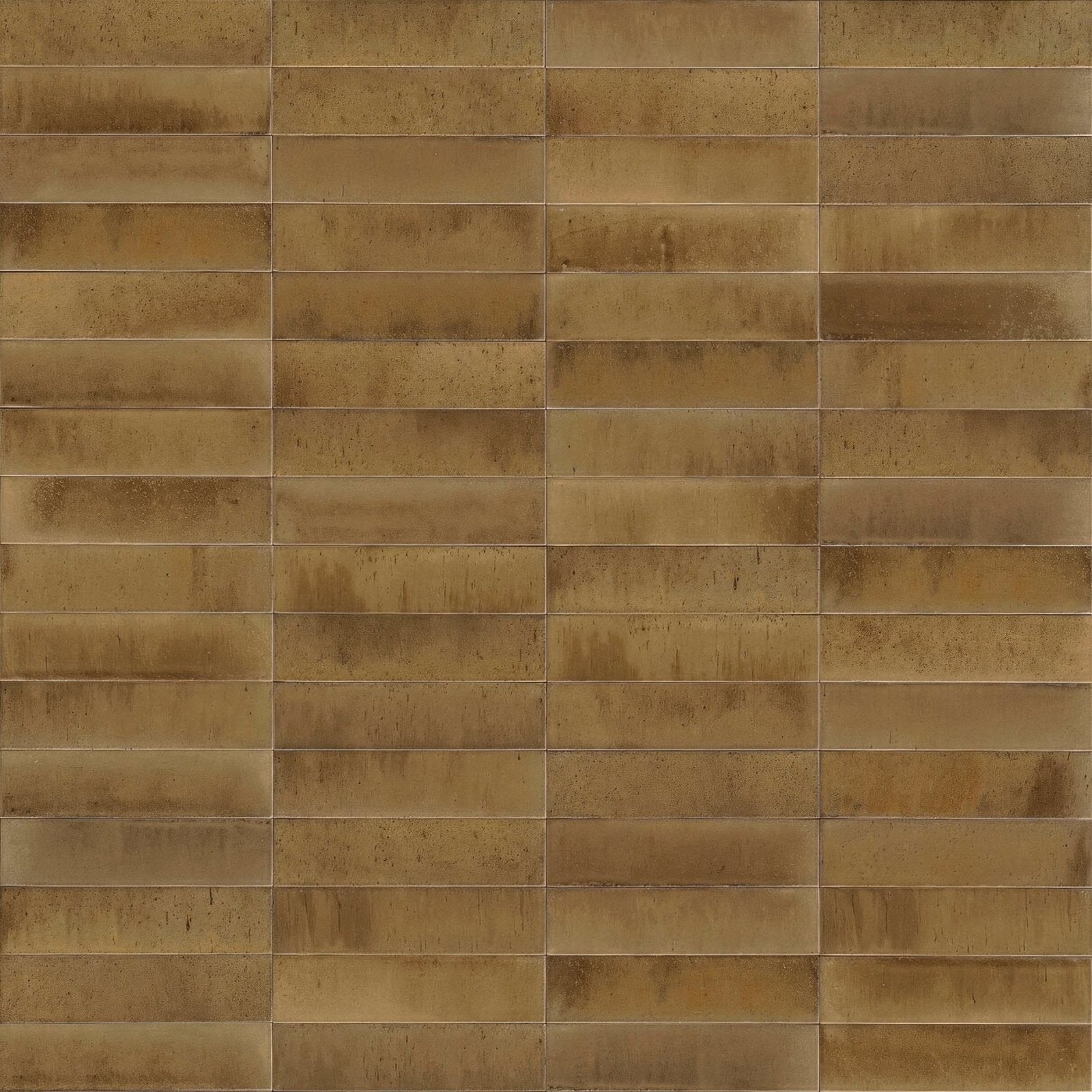 Tan rectangular luminous lume beige tiles with textured slightly weathered surface arranged in horizontal rows
