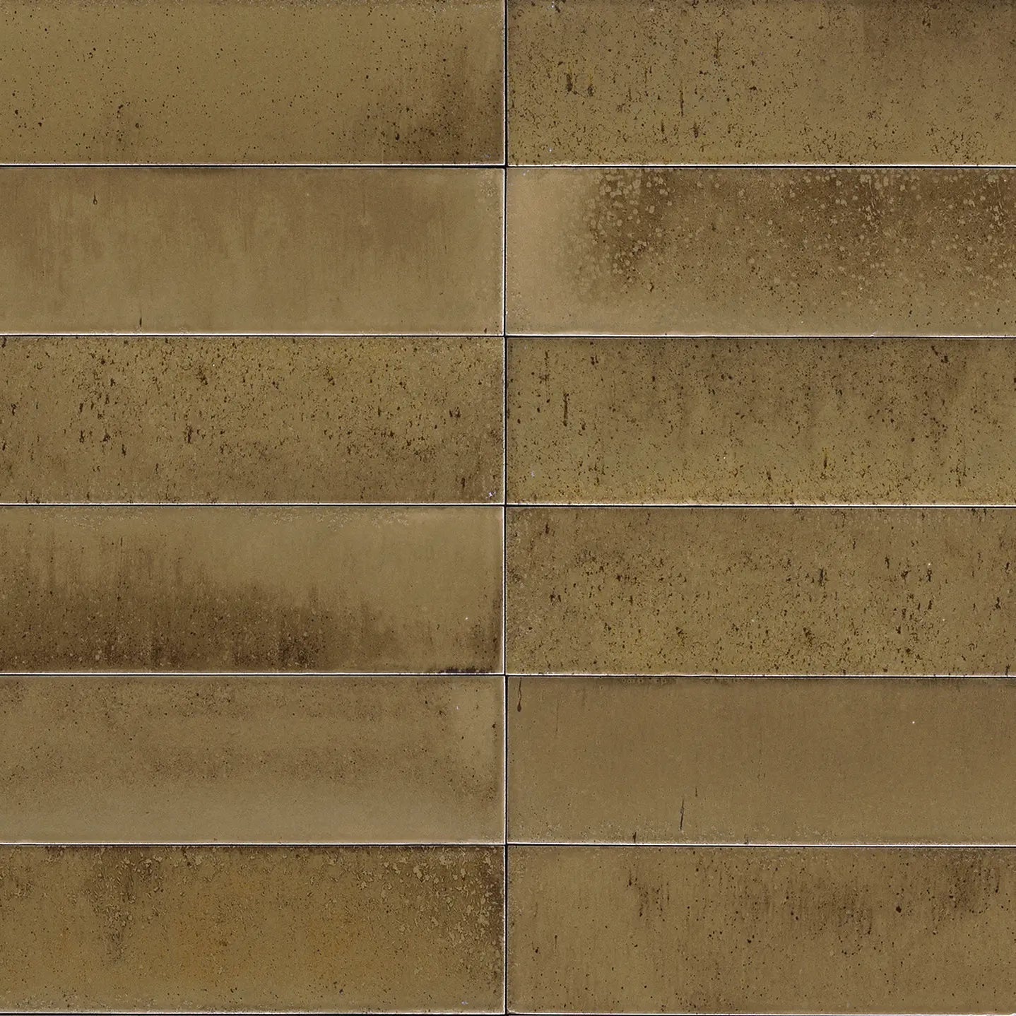 Tan rectangular luminous lume beige tiles with textured slightly weathered surface arranged in horizontal rows