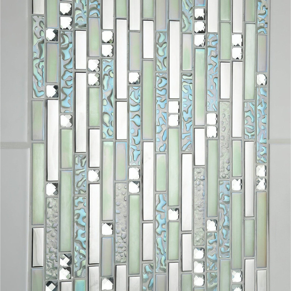 Lush Pearlescent Glass, Metal & Mirror Mix Random Mosaic