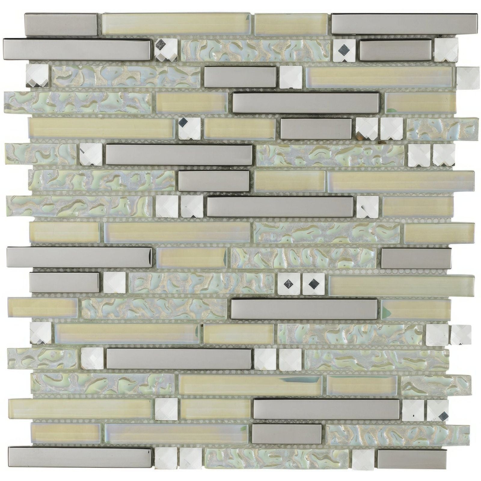 Lush Pearlescent Glass, Metal & Mirror Mix Random Mosaic – detail view 4
