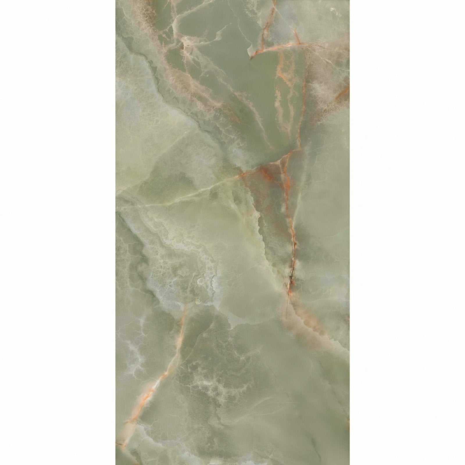 Lux Noor apple marble effect tile in sleek light green with subtle beige and brown veining for elegant surfaces