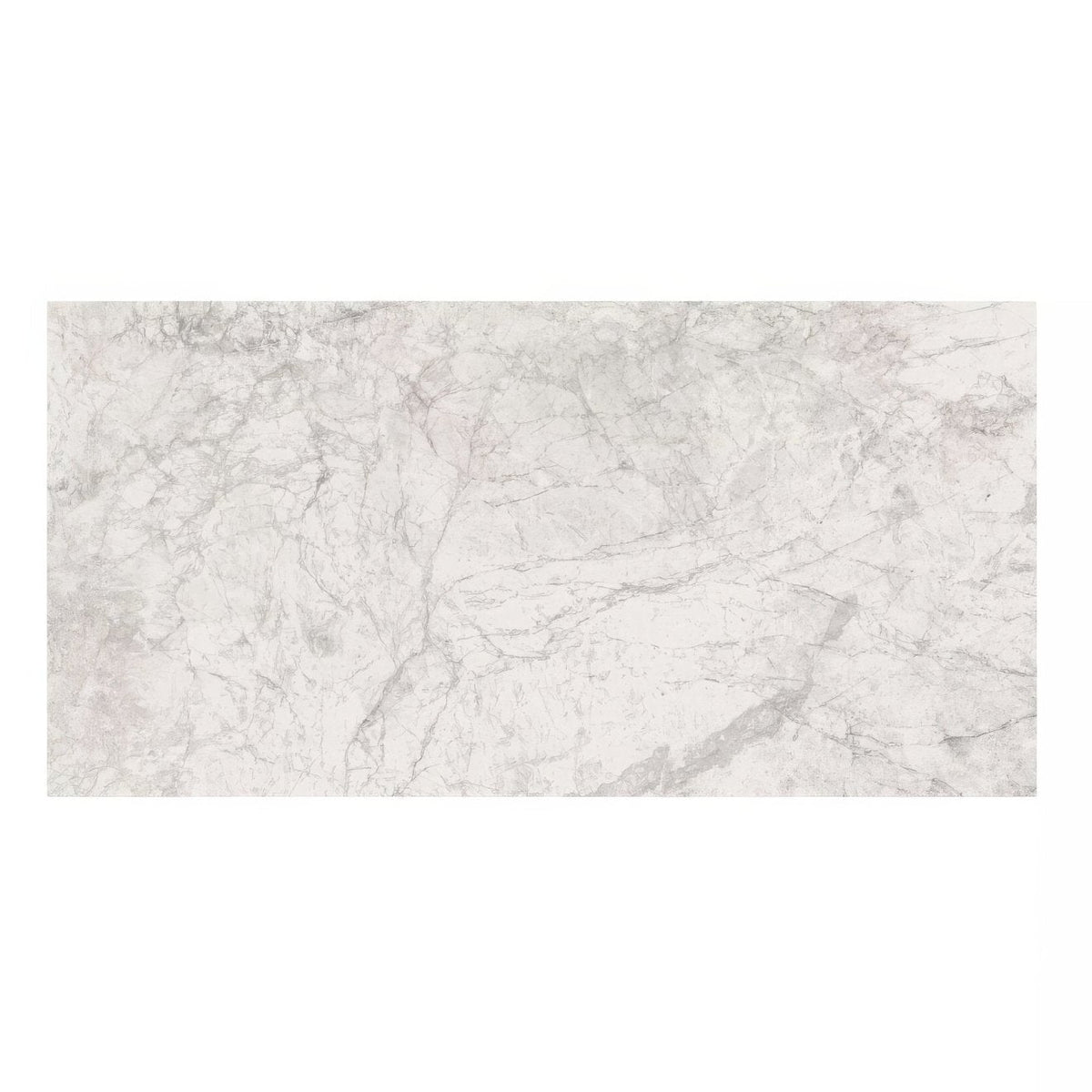 A sleek white marble tile lux white 60 x 120cm with subtle gray veining and polished finish