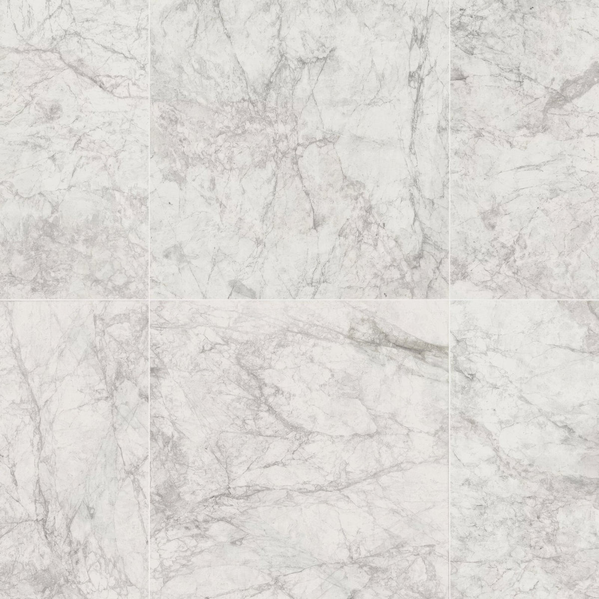Lux white 60 x 60cm white marble-effect floor tiles with subtle gray veining for stylish interior flooring