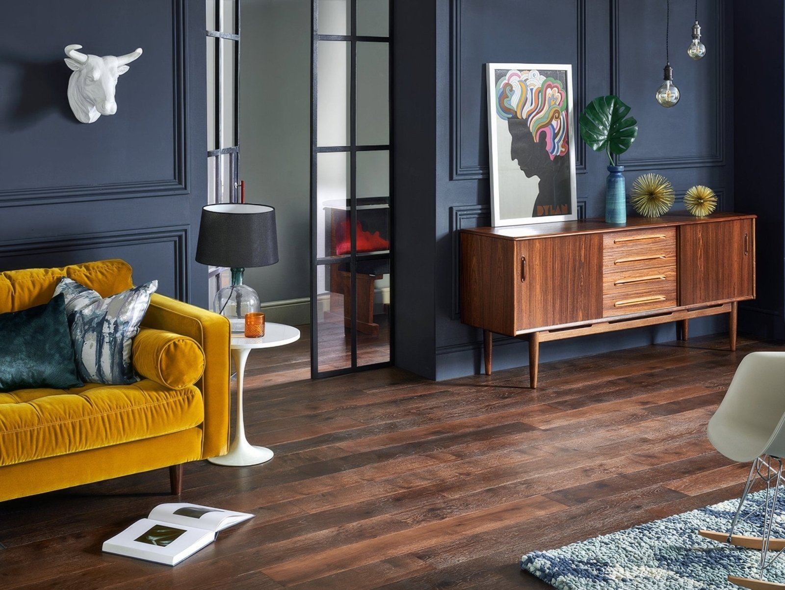 Mid-century modern lynton weald oak wooden sideboard with warm brown finish and sleek minimalist design