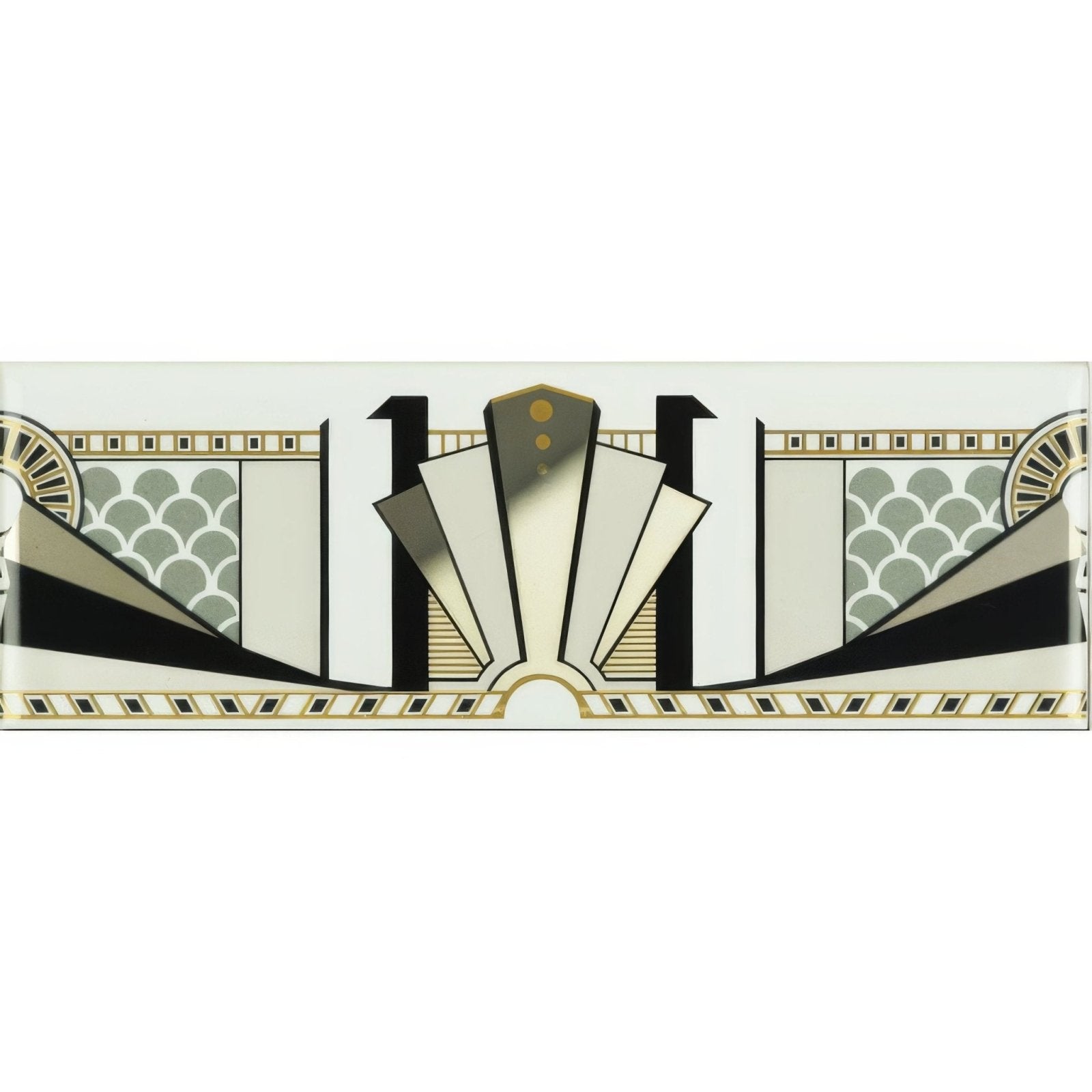 Manhattan Border With real Gold and Platinum on Brilliant White