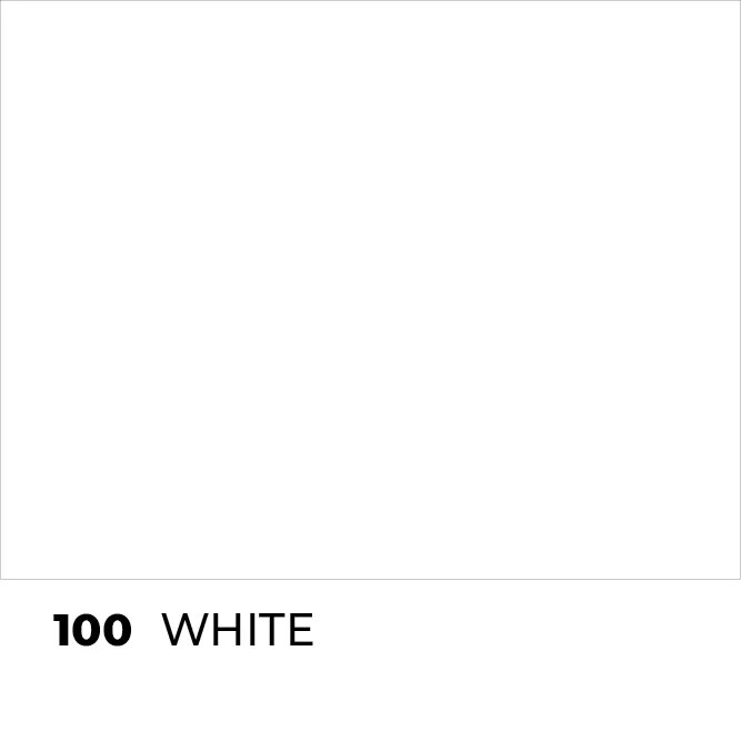 A solid white color swatch labeled 100 white for Mapei Ultracolour Plus grout color selection