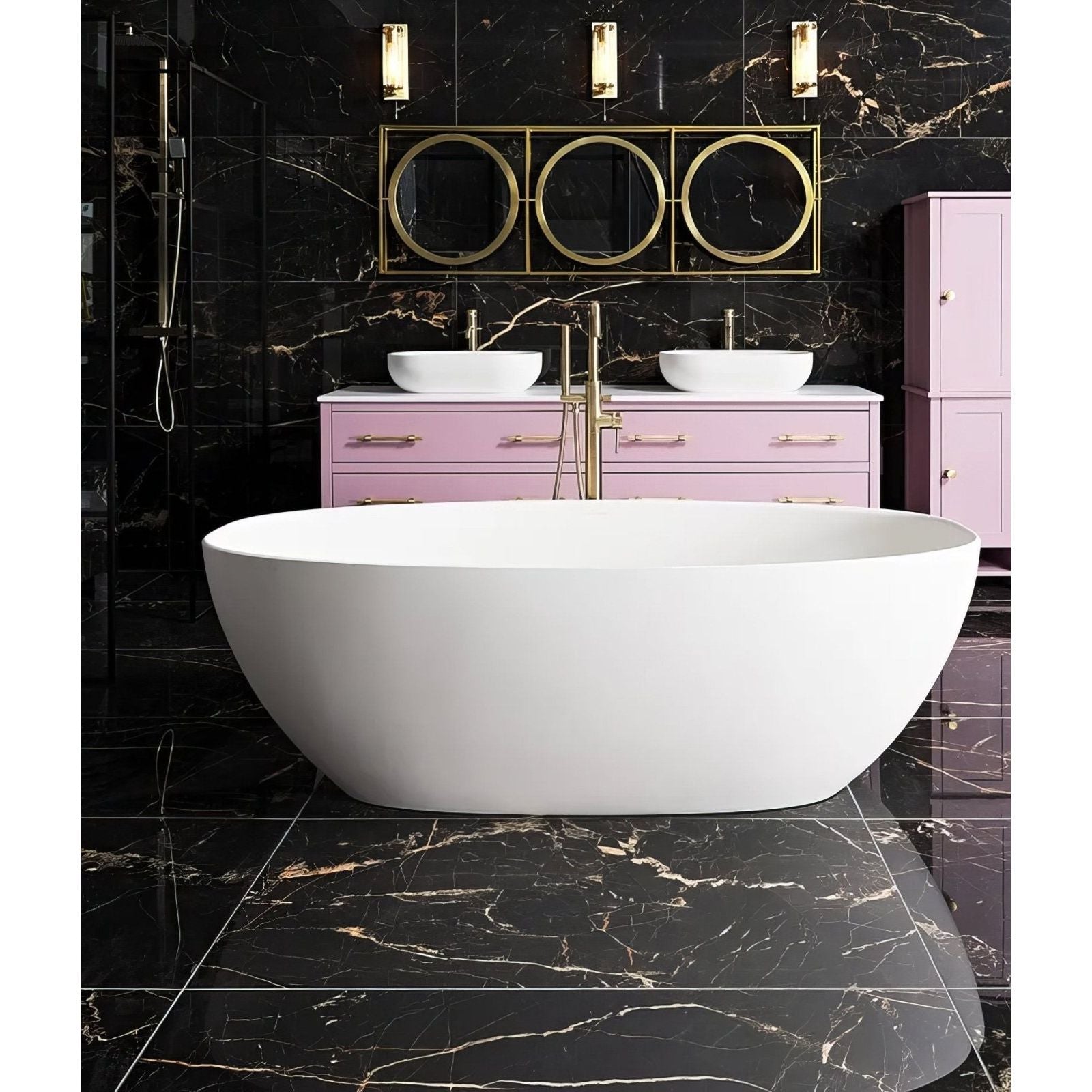 Marble Luxe Porcelain Laurant in a bathroom setting