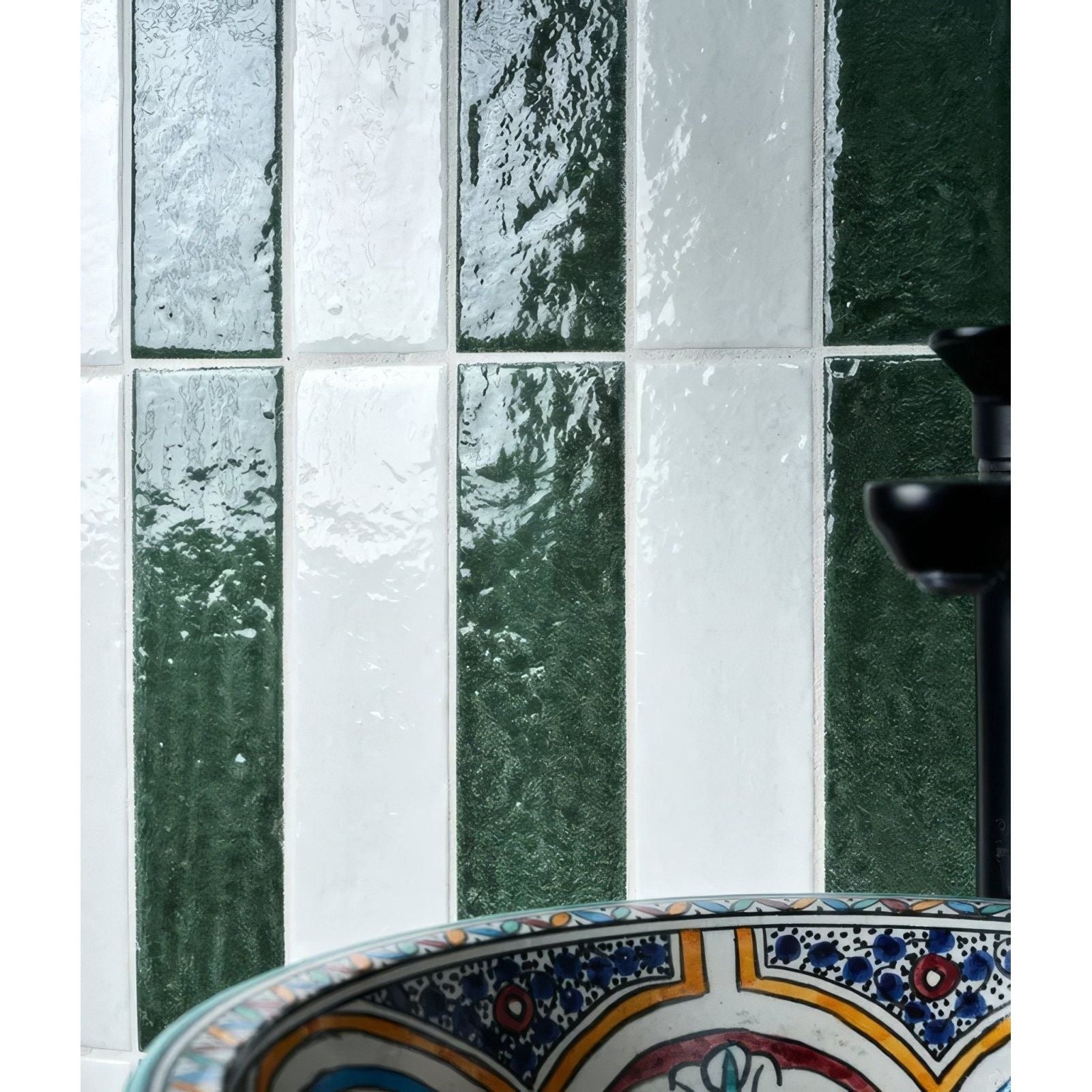 Green and white textured marlborough porcelain parquet cotton white gloss ceramic tiles with a glossy finish