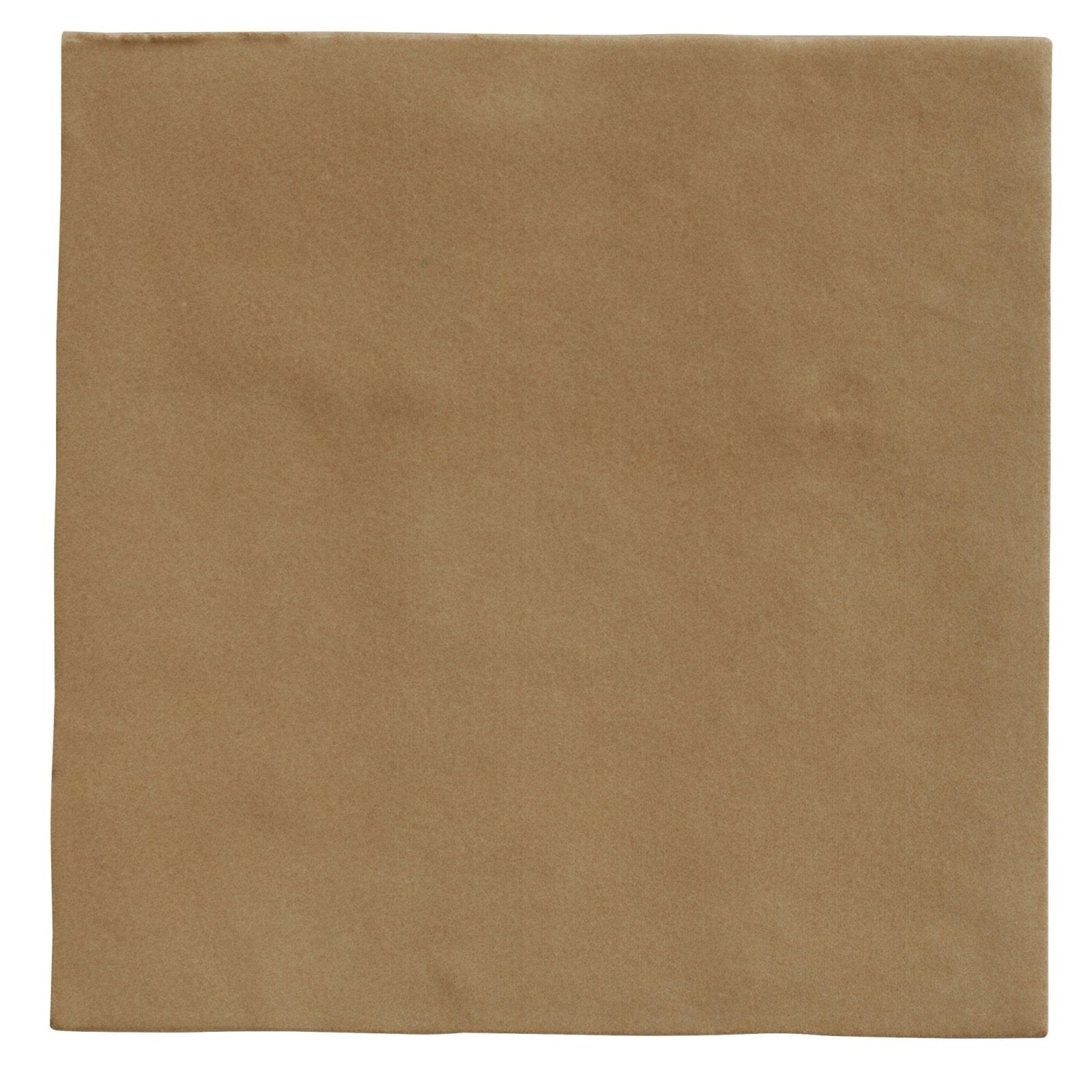A square tan ceramic paper napkin with a slightly textured surface called Maroc ceramic caramel