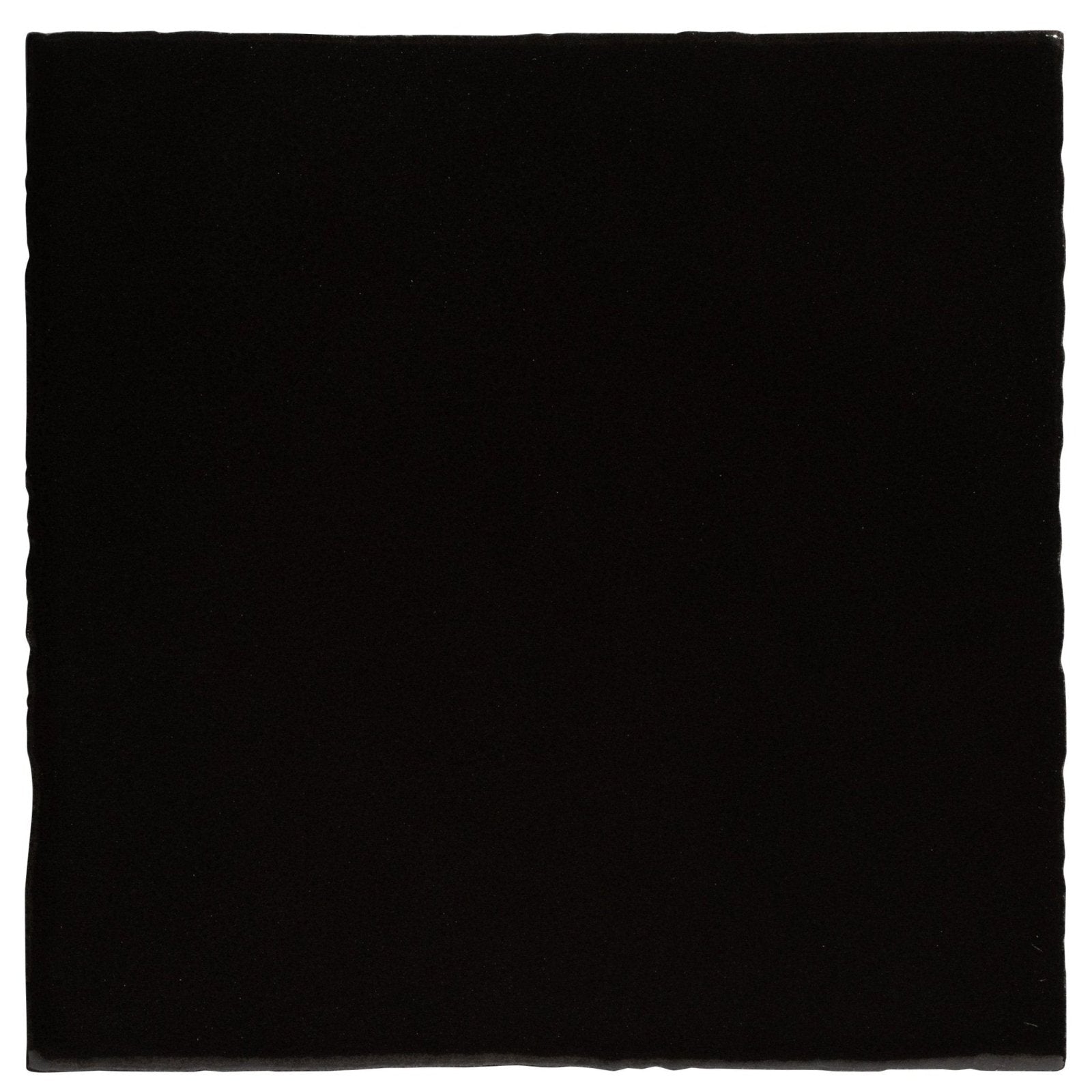 Black square ceramic tile maroc ceramic nero with smooth glossy finish and slightly irregular edges