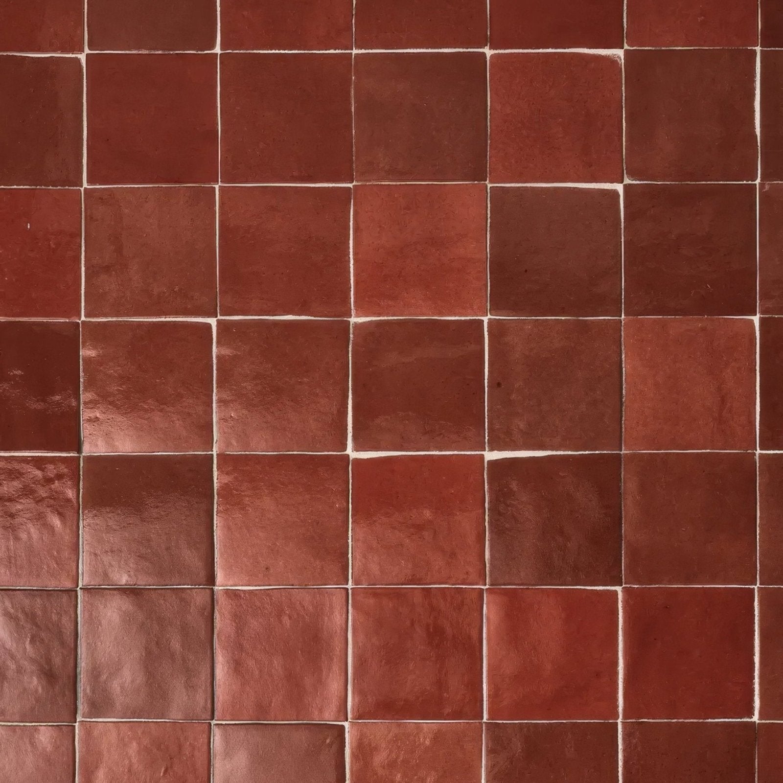 Maroc ceramic tomato terracotta square tiles with warm earthy red hue and subtle tone variations for flooring and walls