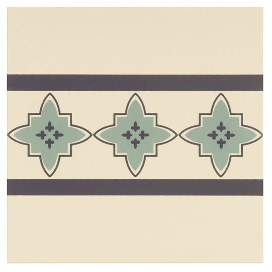 Marrakech Border Dark Blue and Dark Jade on White - alternate view