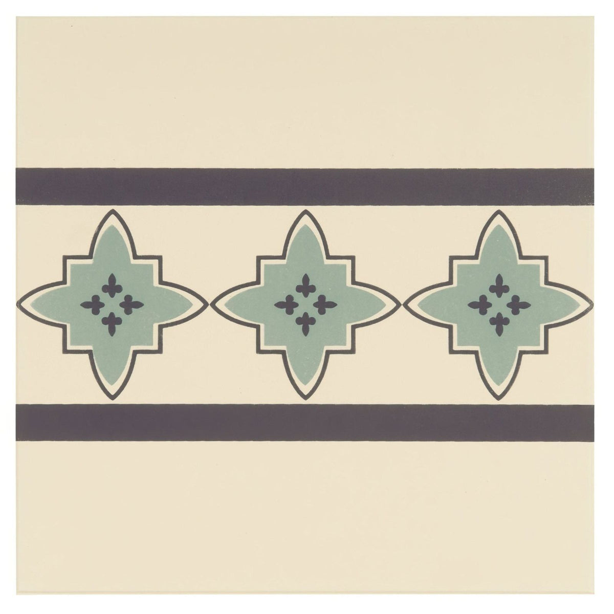 Marrakech Border Dark Blue and Dark Jade on White – detail view 2