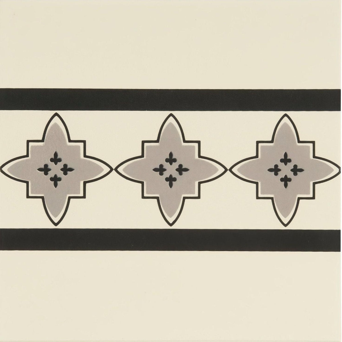 Marrakech Border Light Grey and Black on White