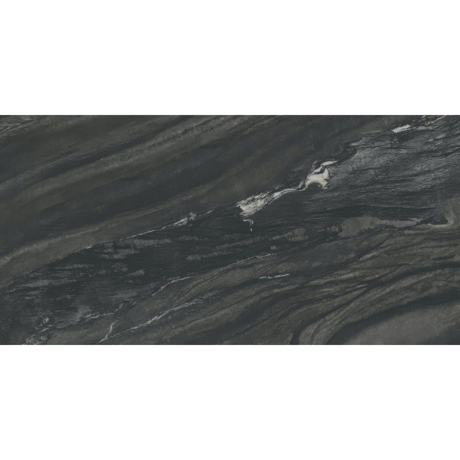 Dark gray marble slab marvel diva black tempest velvet with swirling white and lighter gray veining for elegant surfaces