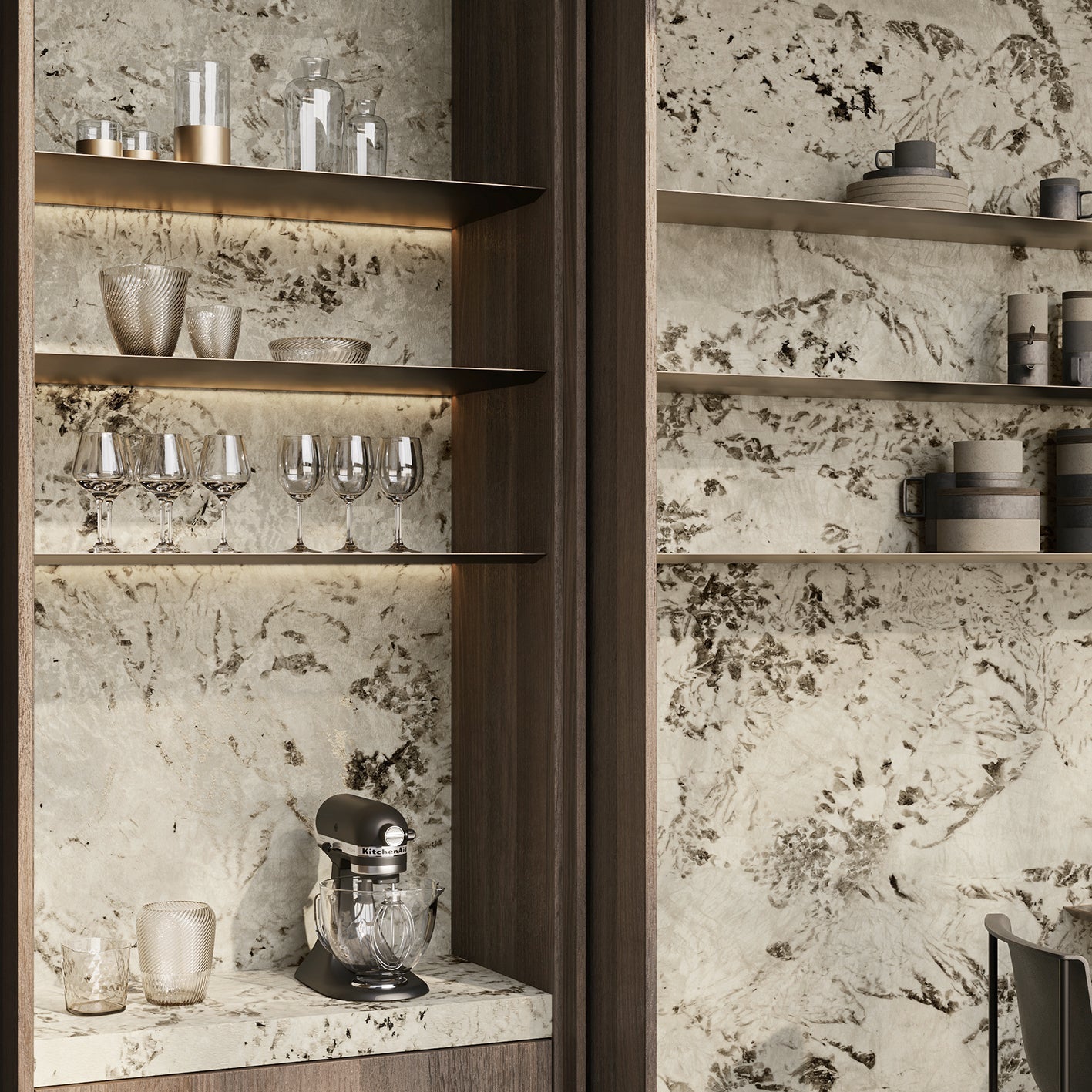 Marvel Epic Alpin marble-effect tile, white with grey veining
