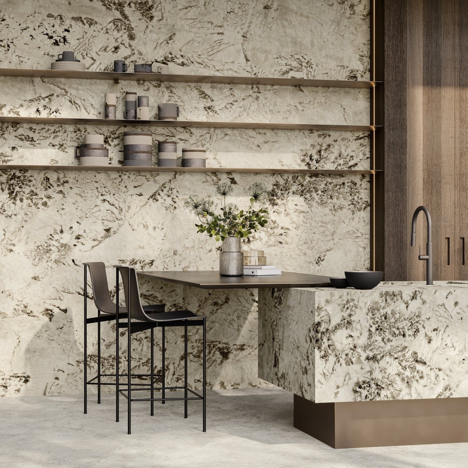 Marvel Epic Alpin, white and grey marble-effect porcelain tile