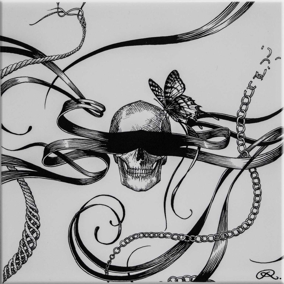 Rory Dobner Masked Skull Tile - Ceramic