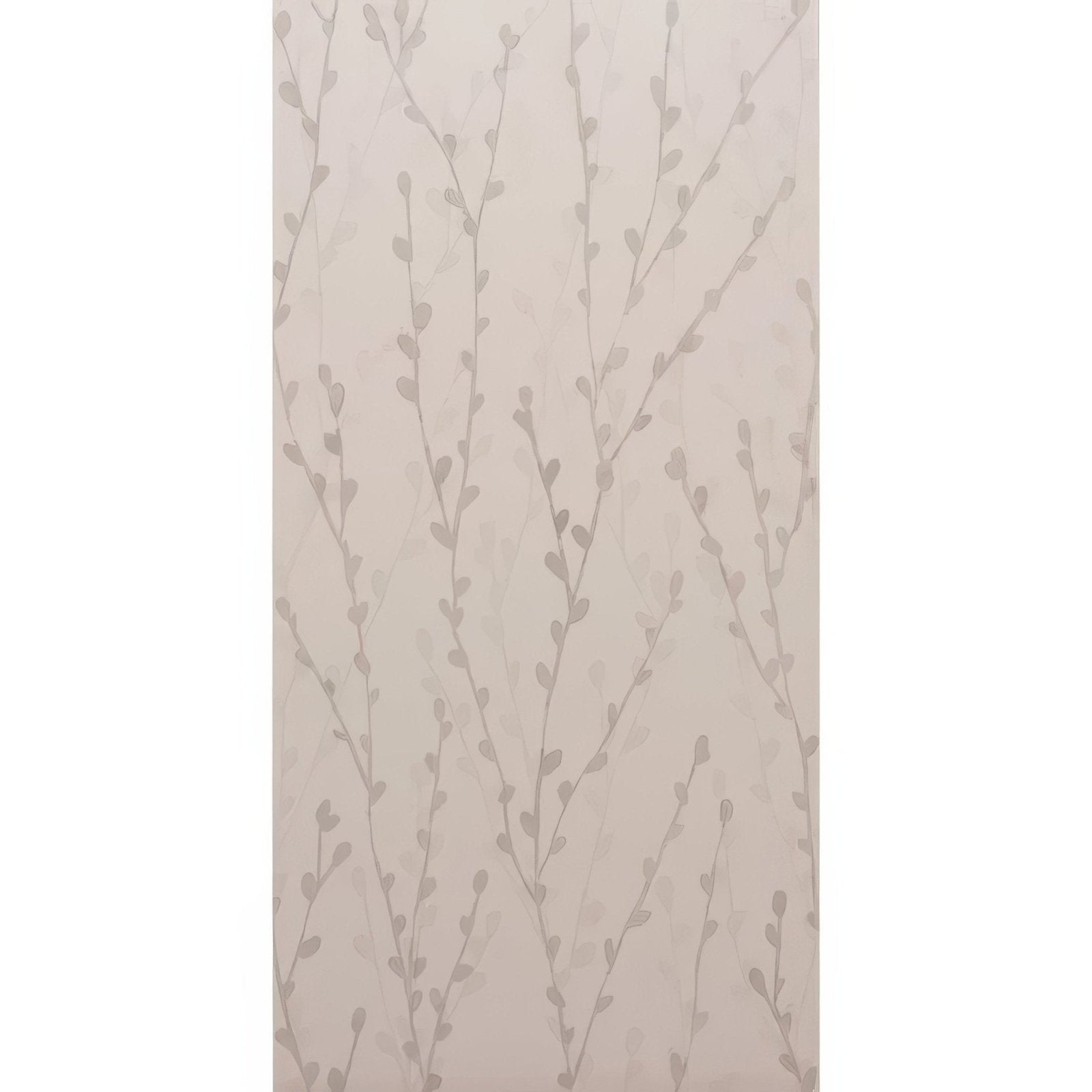 Beige meadow catkin wallpaper 60x30cm with delicate gray slender branches and small leaves pattern