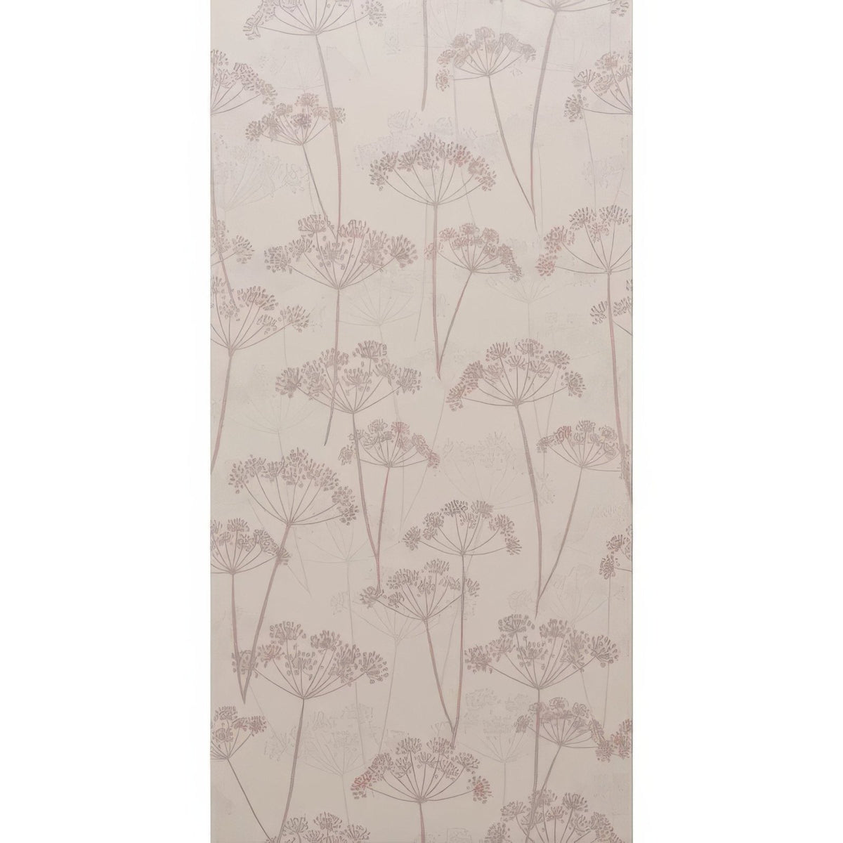 Beige meadow hedgerow wallpaper 60x30cm with delicate greyish botanical repeating pattern