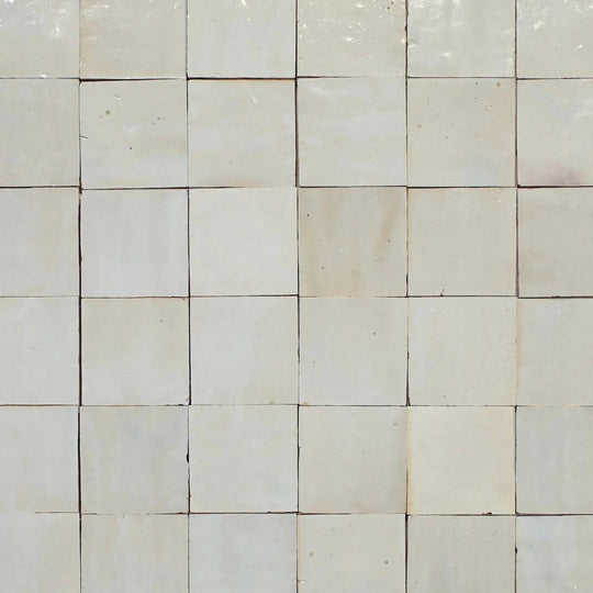 Medina Cloudy White Square Handmade Moroccan Zellige Tile