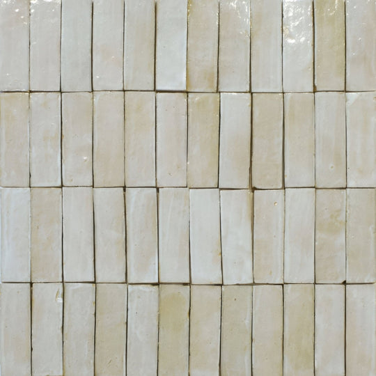 Medina Cloudy White Rectangle Handmade Moroccan Zellige Tile - alternate view