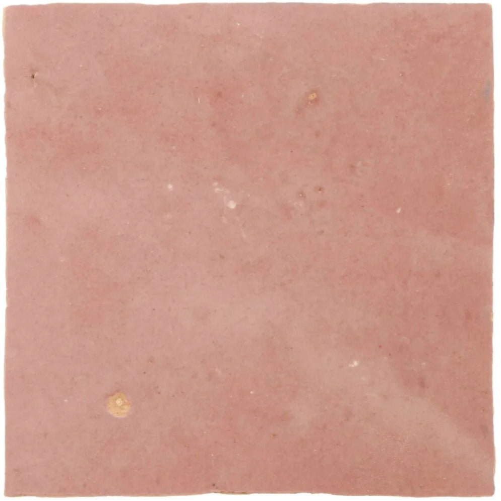 Medina Leather Pale Square Handmade Moroccan Zellige Tile smooth pink ceramic zellige tile with subtle variations