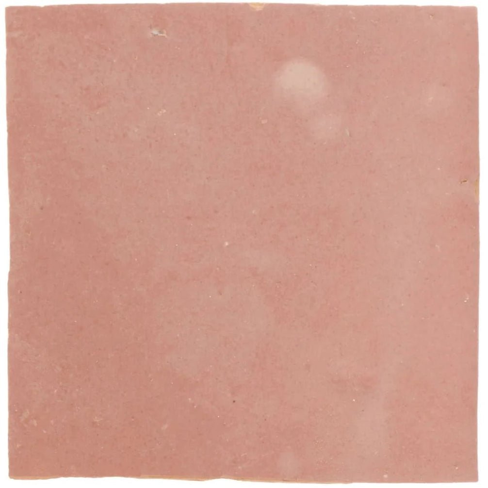 Medina leather pale square handmade Moroccan zellige tile with matte finish and warm earthy pinkish-brown hue