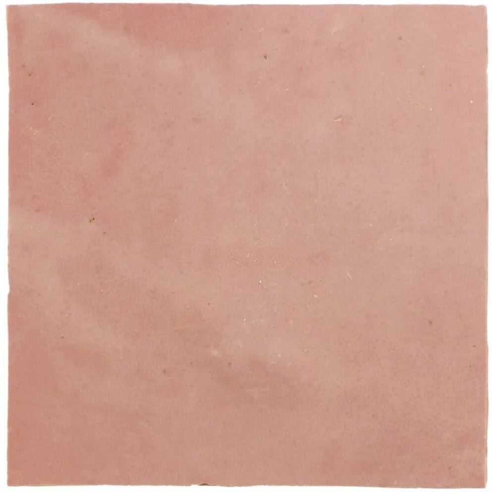 Medina leather pale square handmade moroccan zellige tile in matte terracotta with soft pinkish-brown natural variations