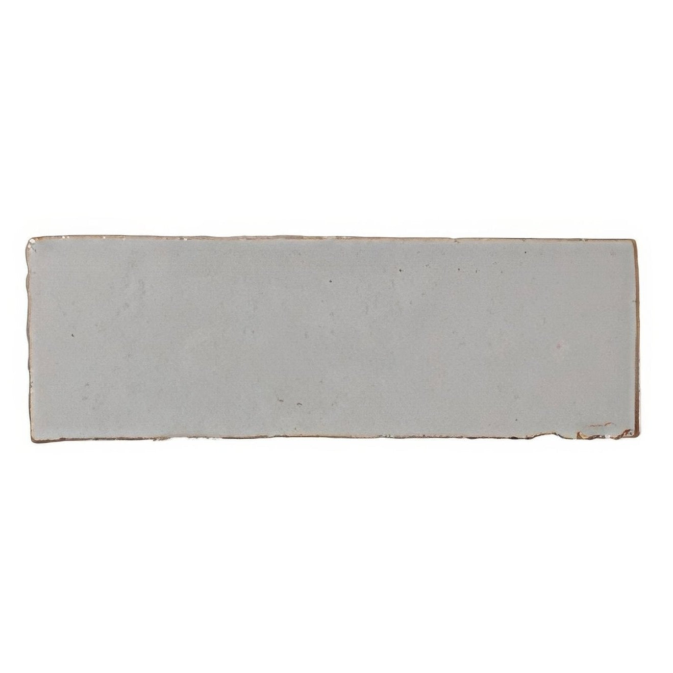 Medina pure white zellige rectangle ceramic tile in matte gray with uneven edges and subtle surface texture