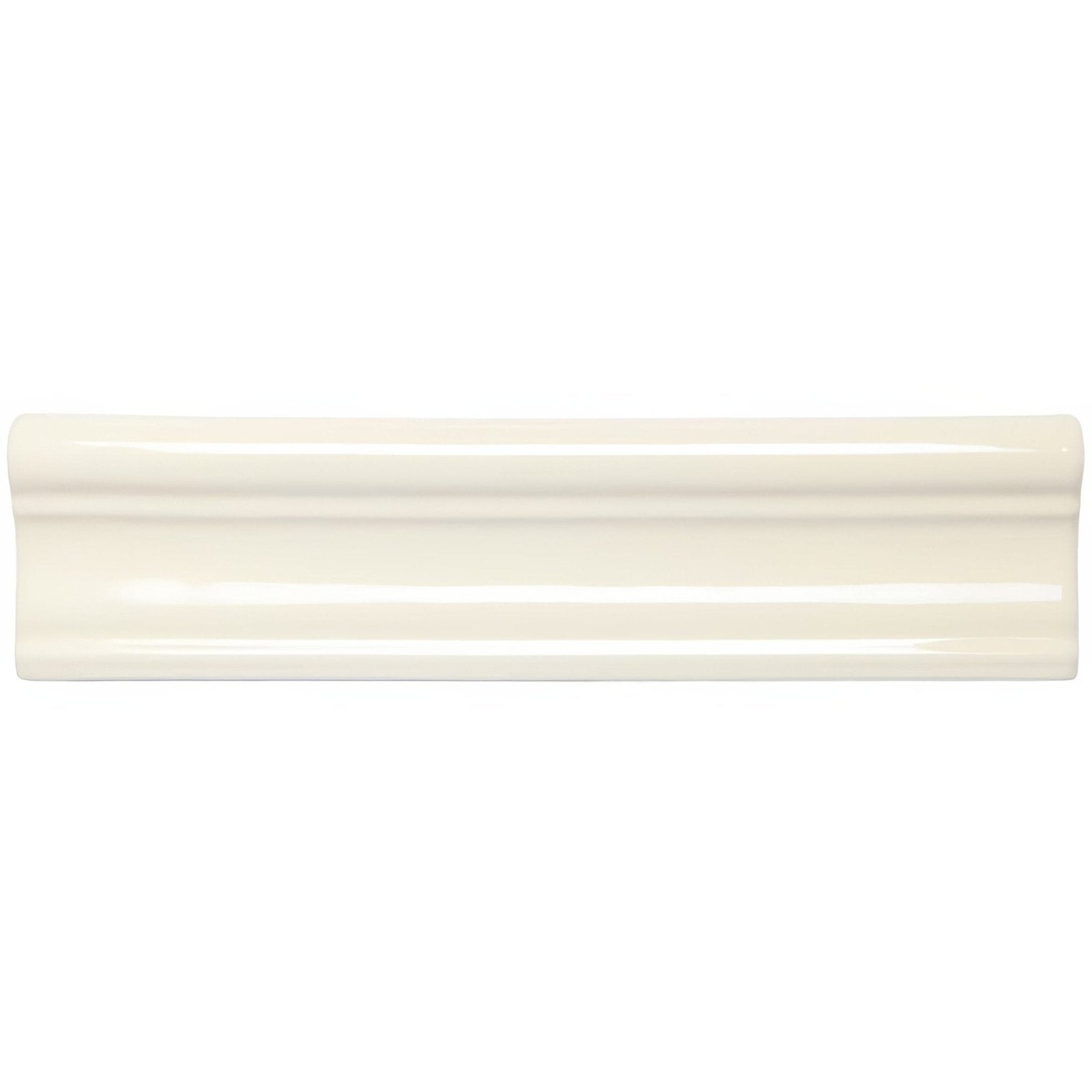 Melford Clarence cream-colored glossy ceramic baseboard trim with a smooth curved profile for interior use