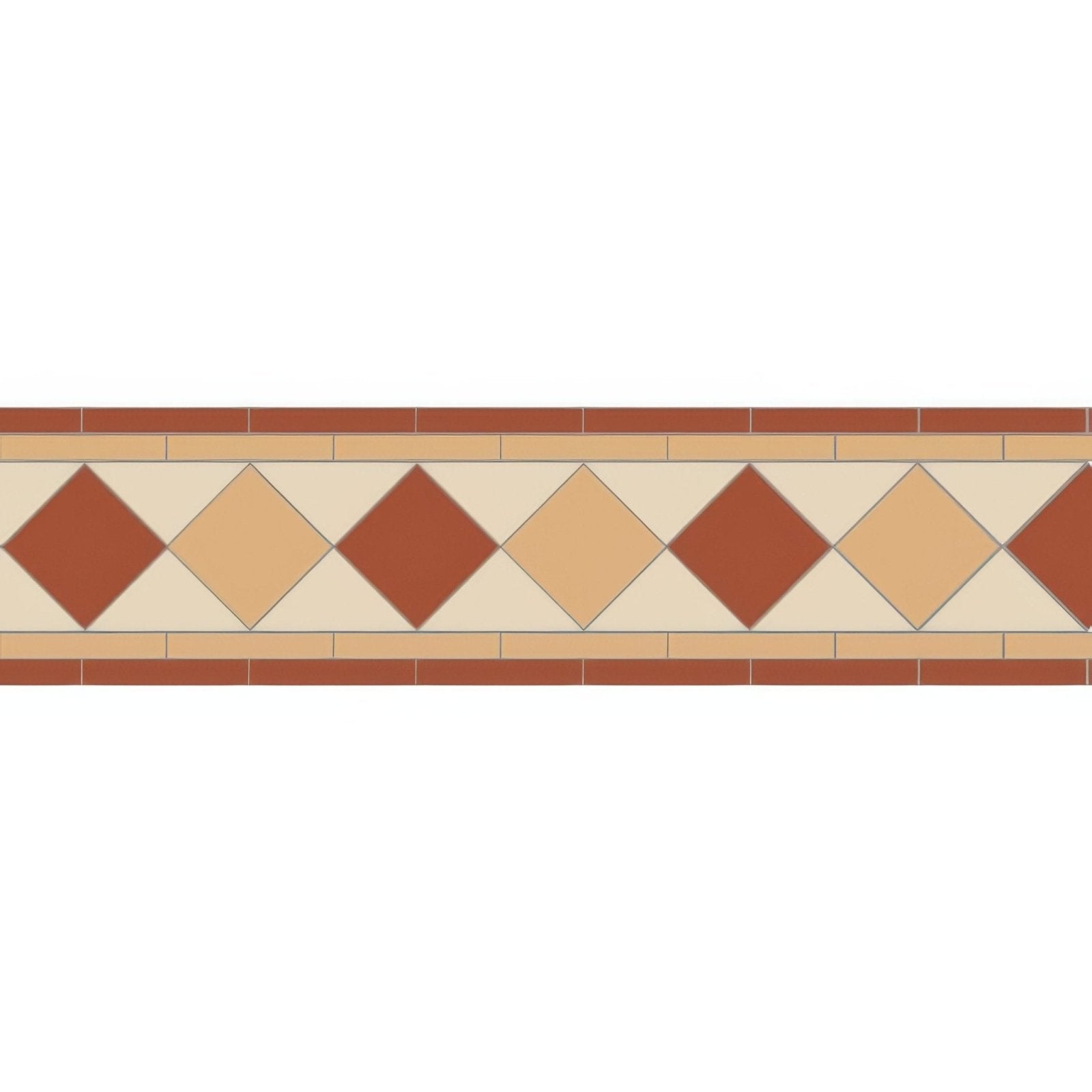 Melville red white and old london terracotta and cream diamond patterned mosaic tile border for wall decoration