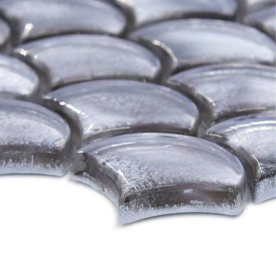 Metallic Vitreum Argentum Fan Silver Glass Tile - alternate view