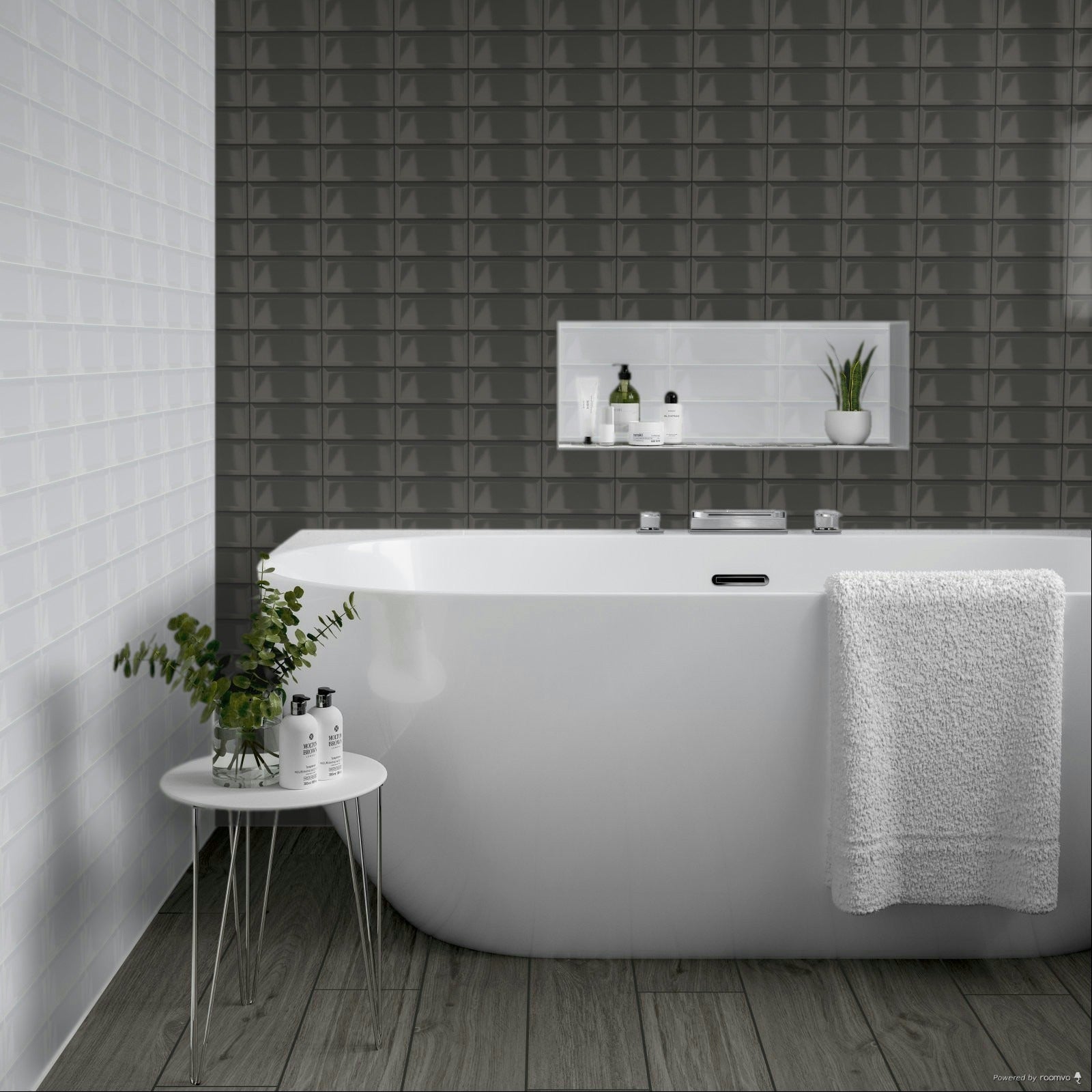 White freestanding bathtub metro graphite ceramic gloss with sleek modern design and smooth glossy finish