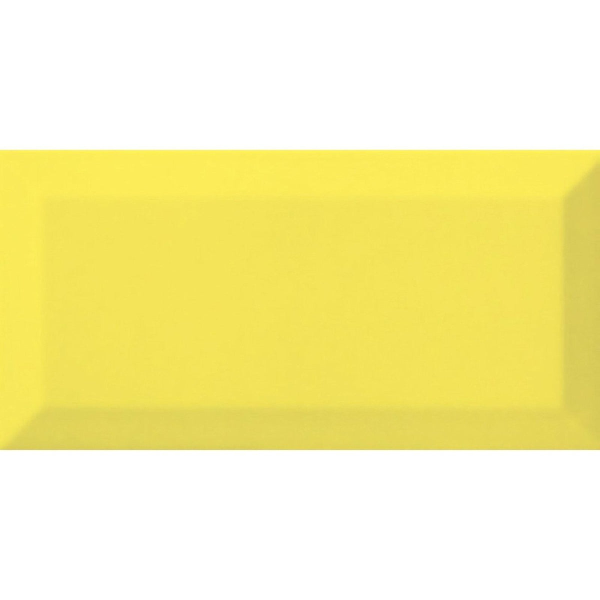 A vibrant yellow metro limon gloss ceramic tile with a smooth glossy finish and subtle beveled edges 100x200 mm