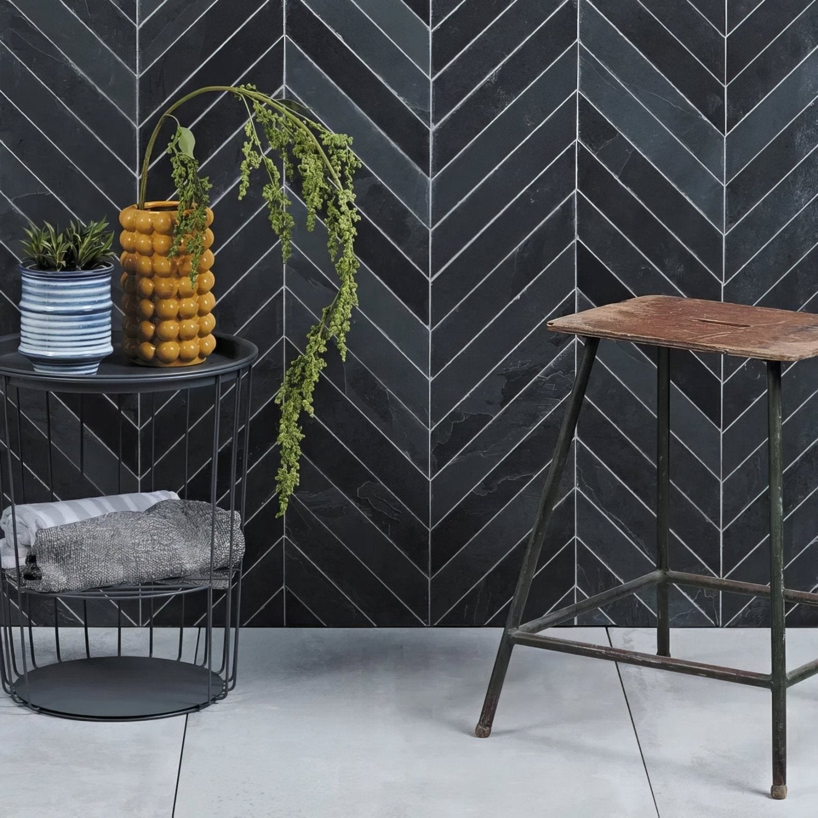 Metropolitan Slate Chevron Riven Finish