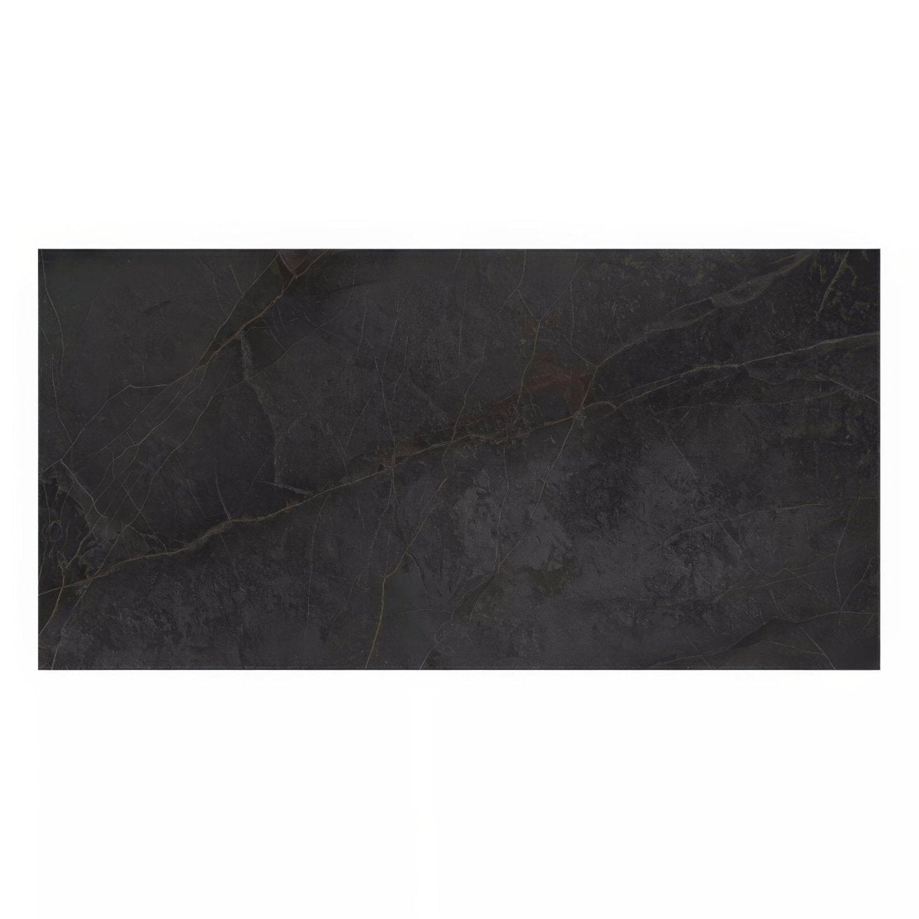 Dark gray rectangular tile milos black 60 x 120cm with subtle greenish veins resembling natural stone