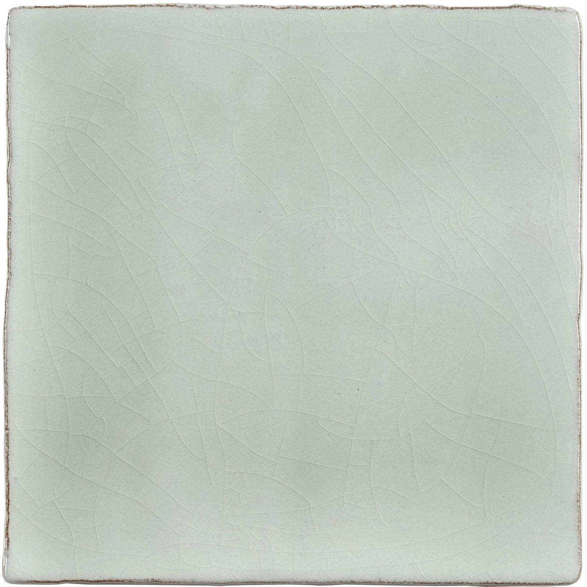 A square ceramic mint field tile with pale green glaze and subtle crackle texture for wall or floor use