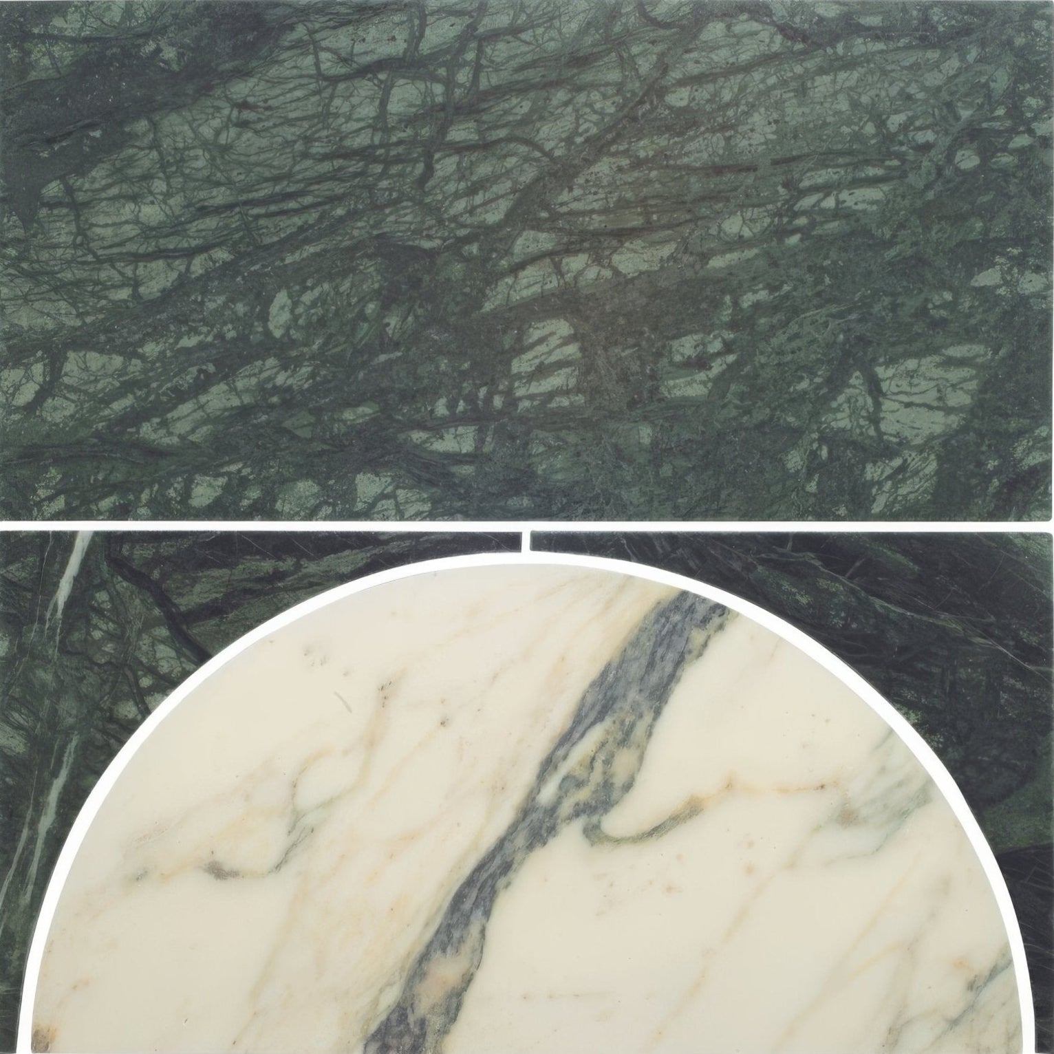 Monet Luna Verde dark green marble slab with intricate tree-like veining and polished surface for elegant interiors