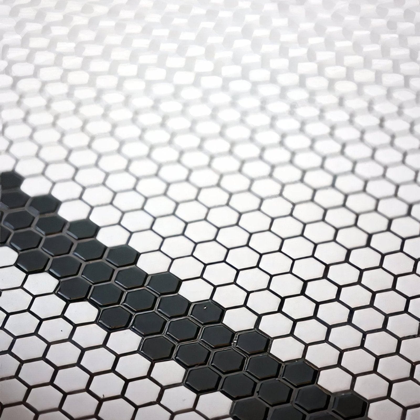 Black and white hexagonal porcelain mosaic tile pattern mono hex porcelain mosaic noir for wall and floor use