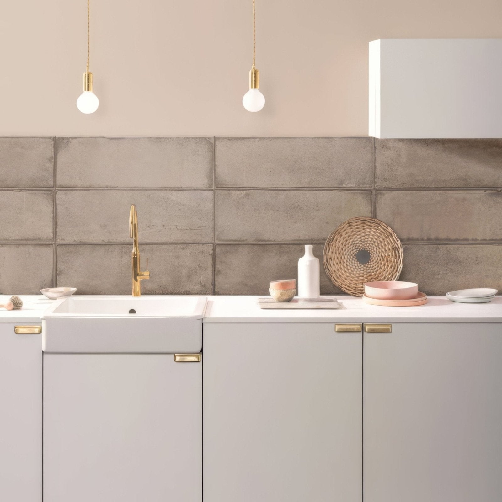 Montblanc taupe 60 x 20cm gold-finished kitchen faucet with sleek modern design and curved spout