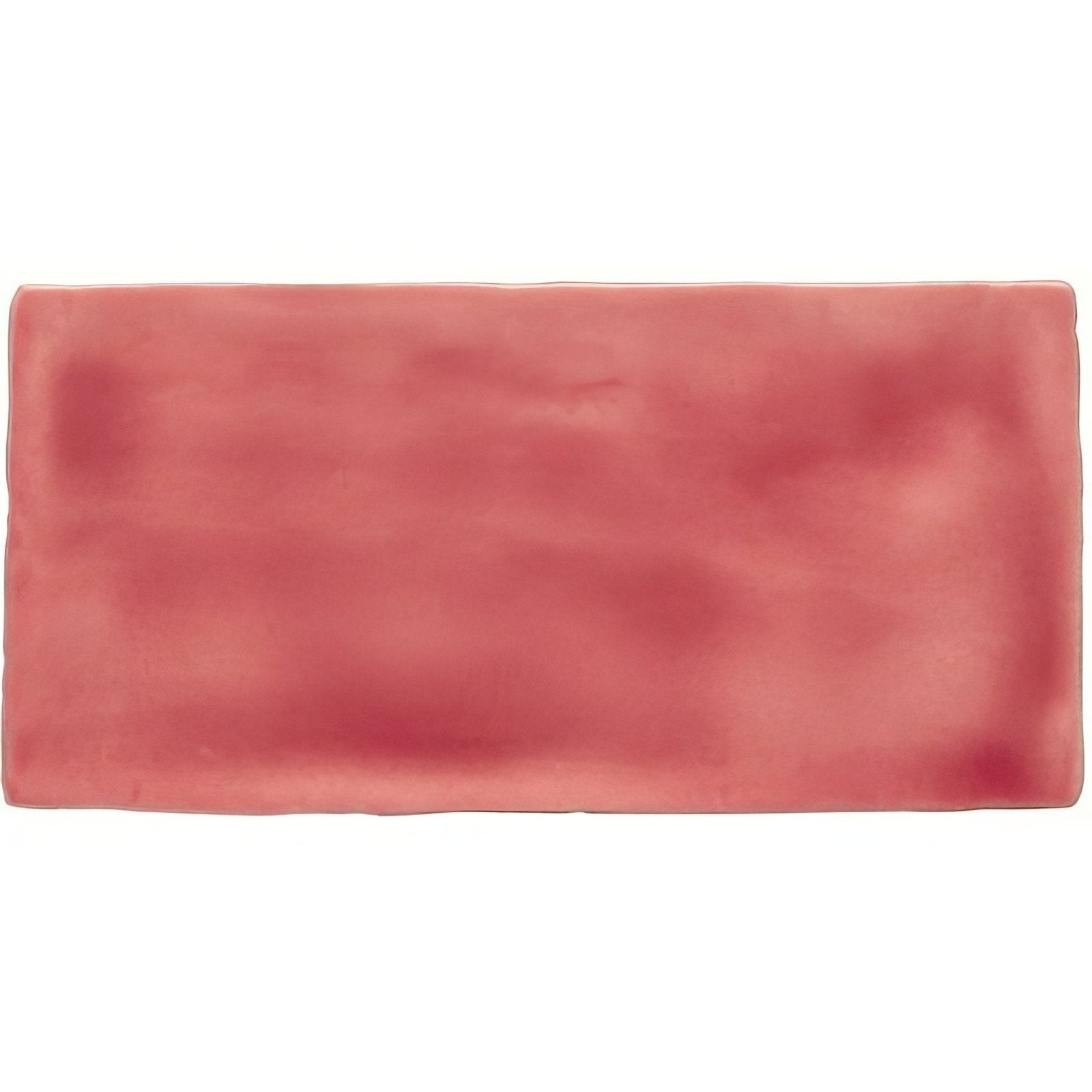 A rectangular musk brick tile in ceramic with a soft pink matte finish and subtle marbled texture